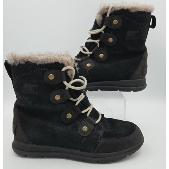 Sorel Shoes - Sorel Womens Size 8 Explorer Joan Winter Snow Ankle Boot- Black Lace Up EUC